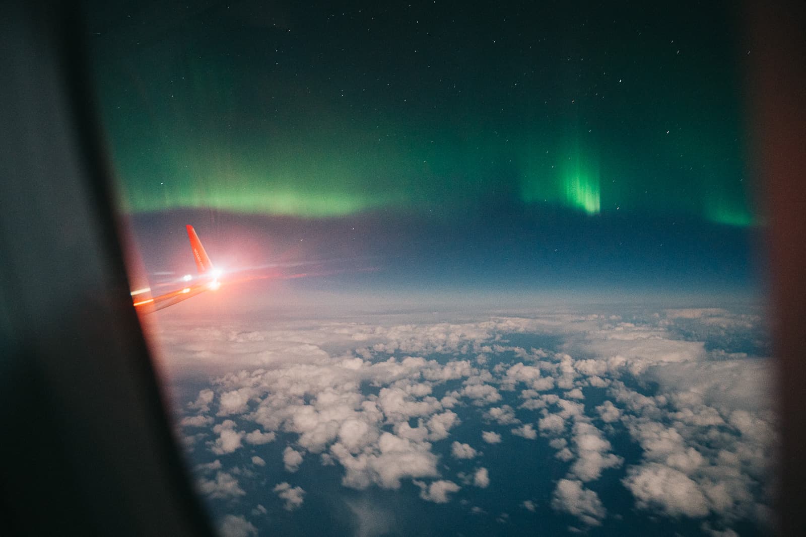 Aurora borealis seen from airplane