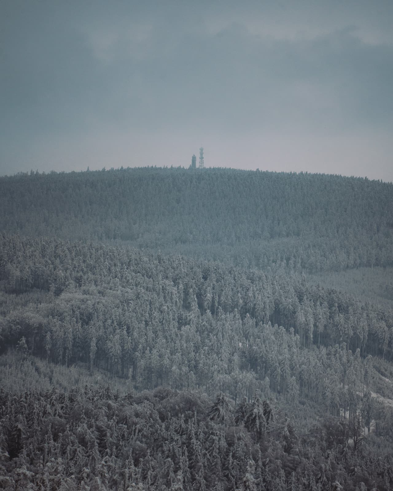 Ice formations on mountain summit