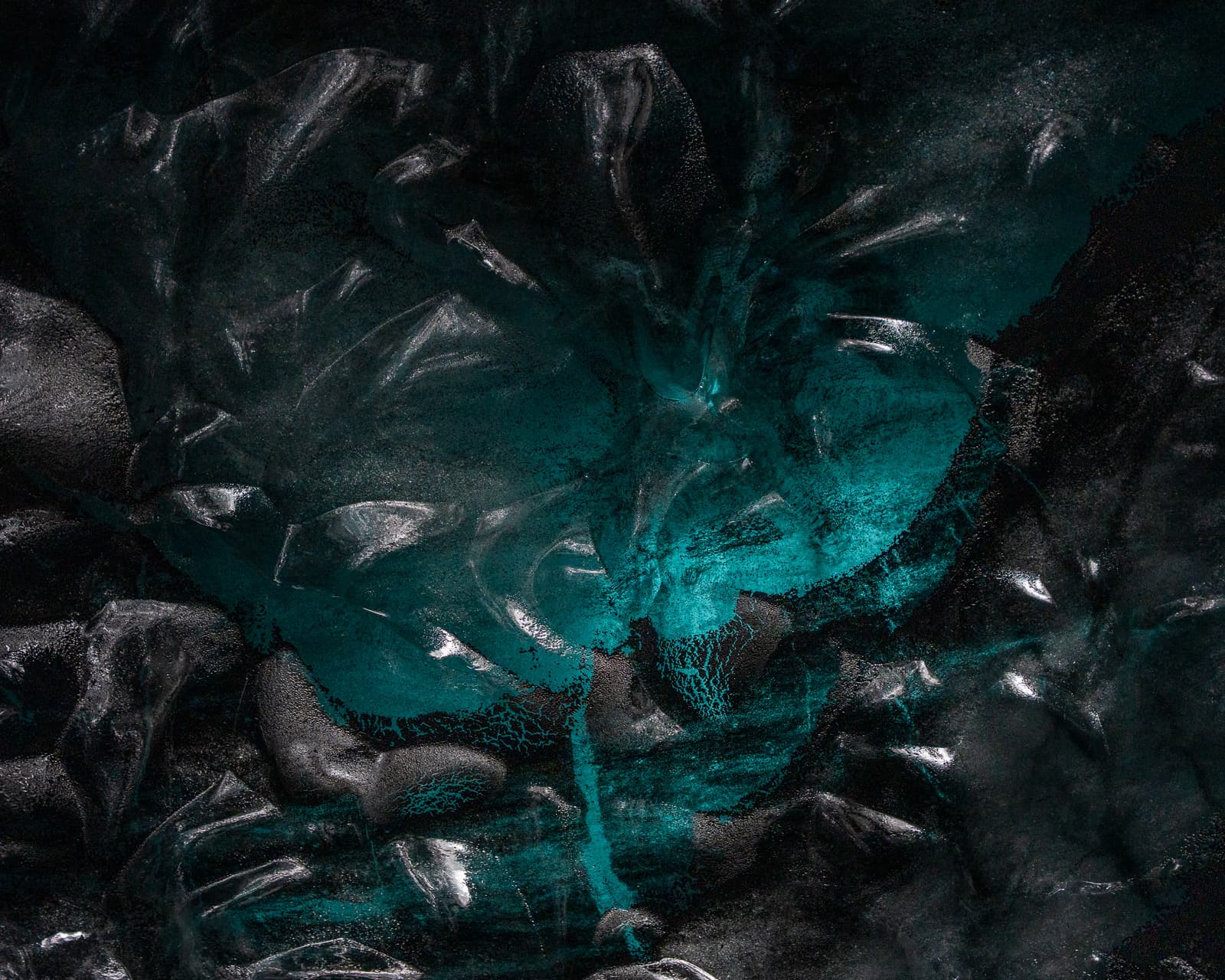 Ice cave blue formations