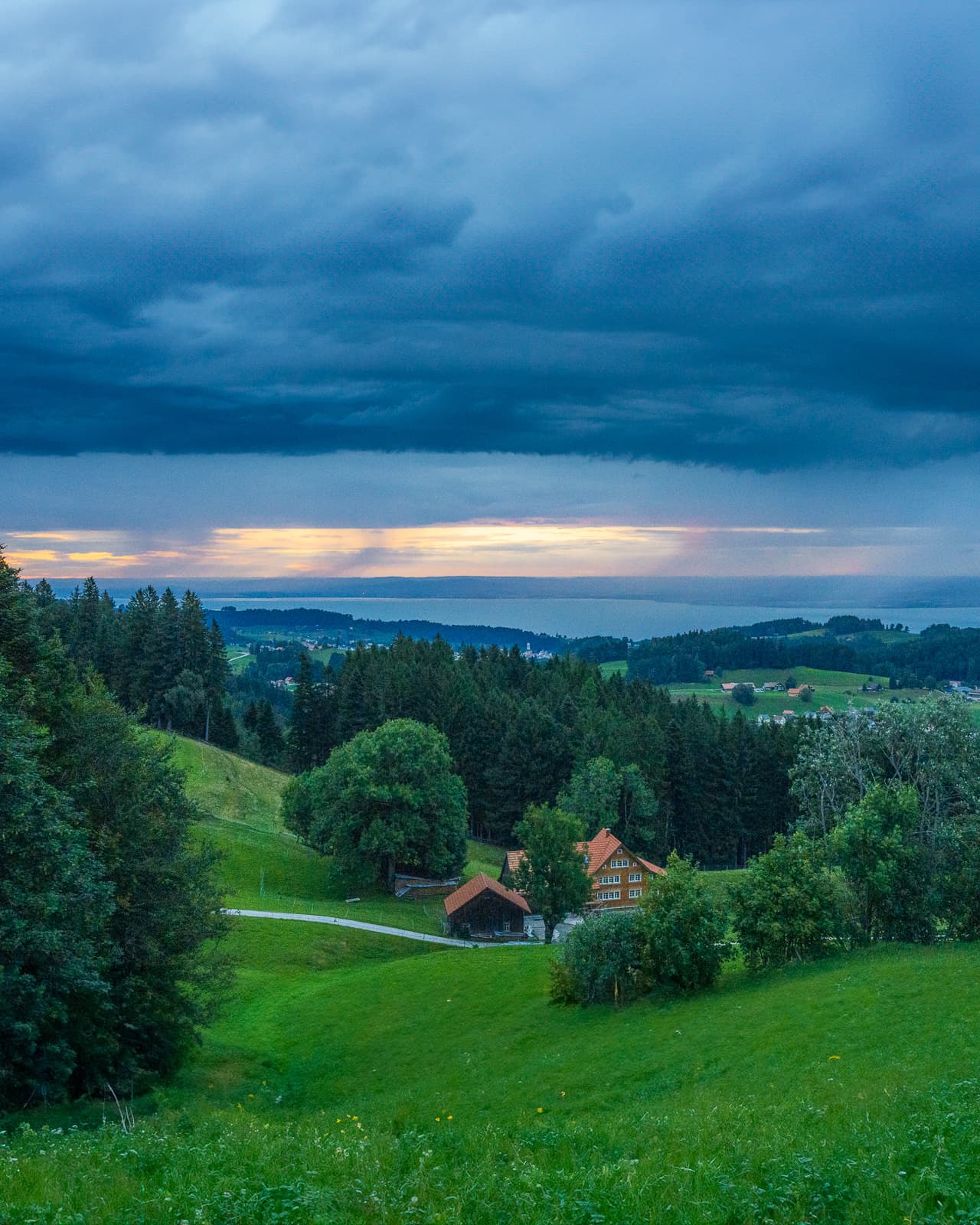 Swiss mountain sunset