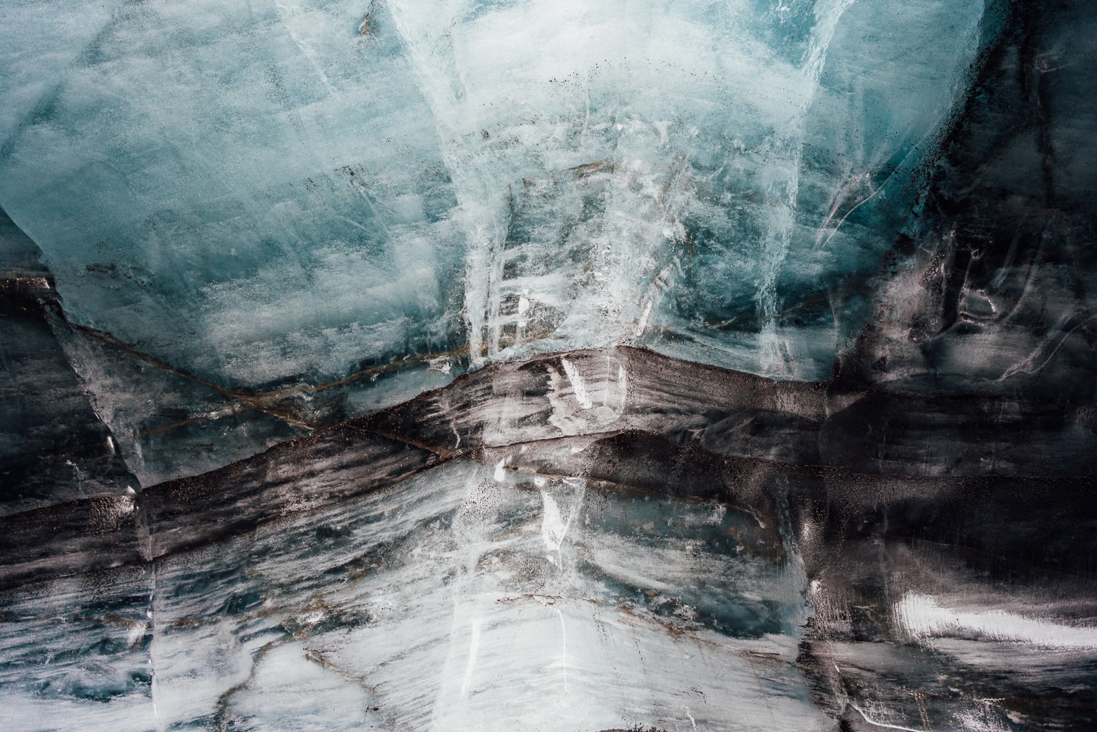 Abstract ice patterns in blue