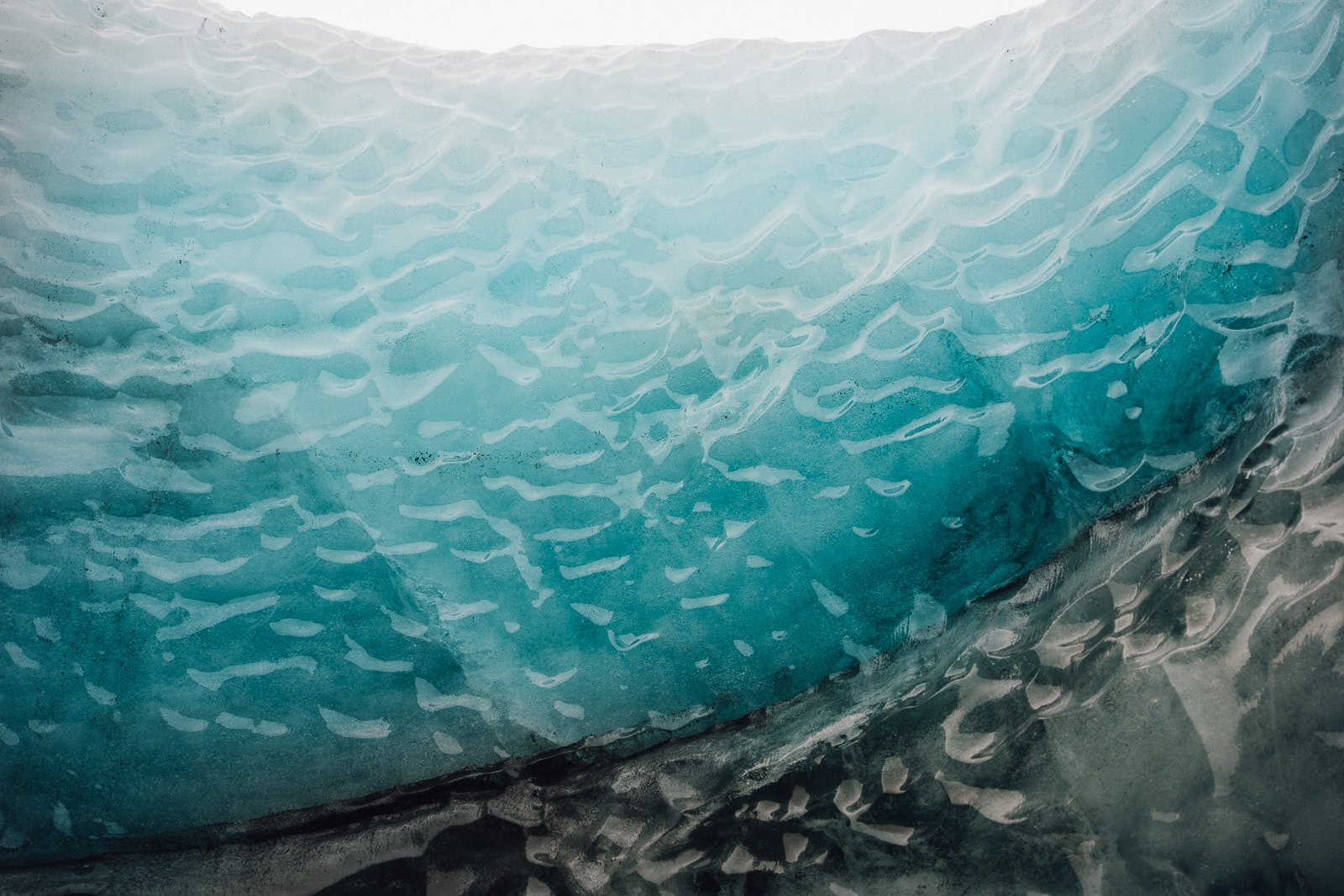 Ice cave detail with deep blue tones