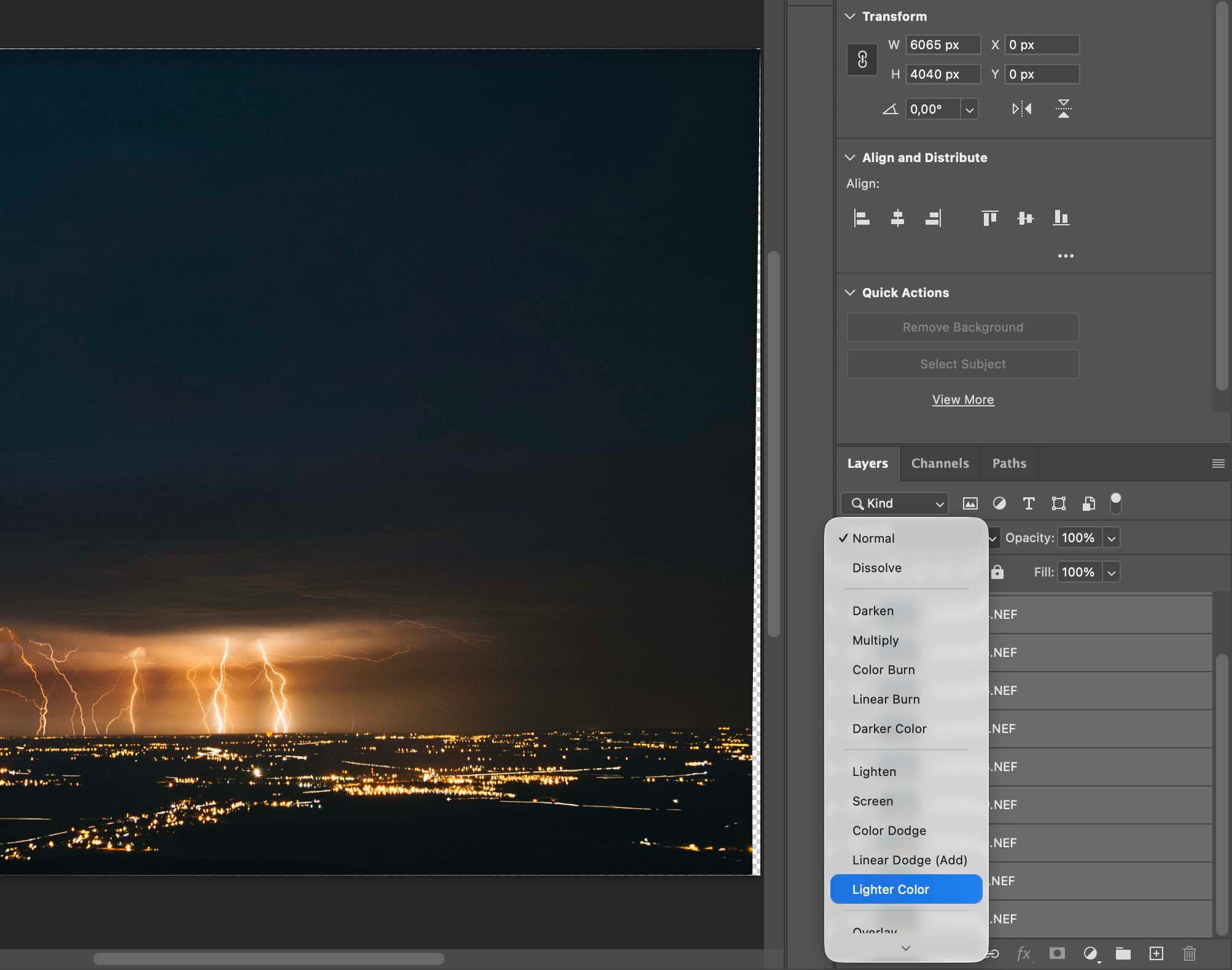 Photoshop layer stack and blend setup